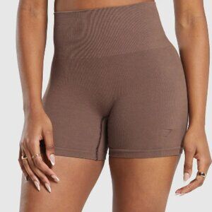 BNWT GYMSHARK Ribbed Cotton Seamless Shorts SOFT BROWN SZ S SOLD OUT